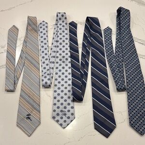 Elegant Men's Tie Set - Blue, Gray, and White